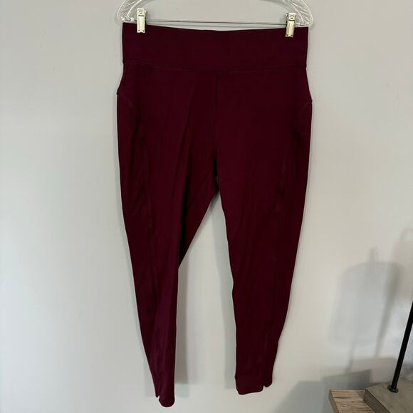 Seven7 Dark Red Pull On Leggings Ankle Length Size Large Cotton Blend - Picture 1 of 6